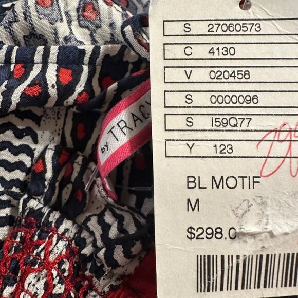 Tracy Reese Anthropologie Smocked Halter Dress 100% Silk Indigo Ruby Motif M NWT - Picture 12 of 12